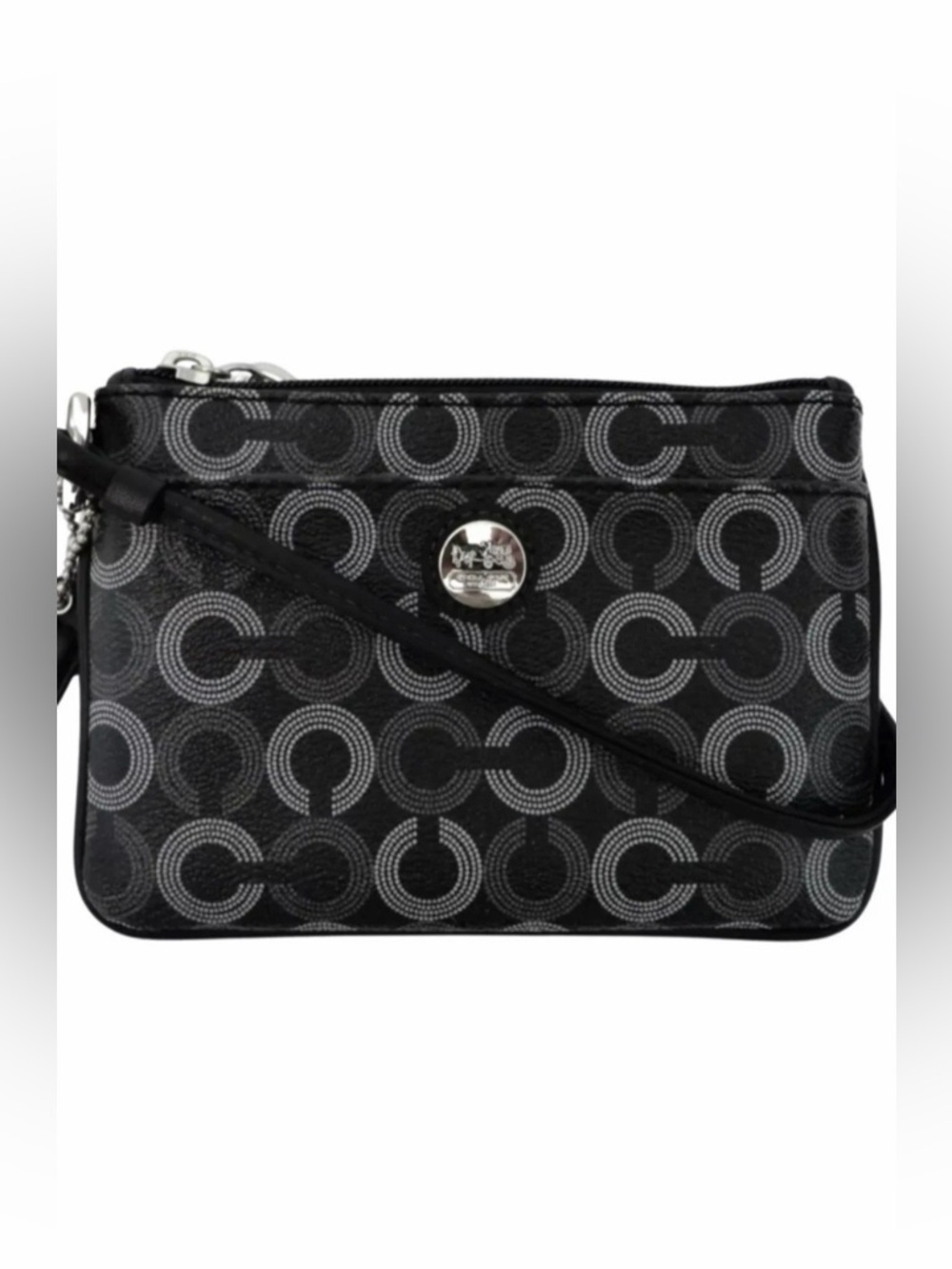 Coach ✨Rare✨ Waverly Black and Gray Dotted Signature Wristlet